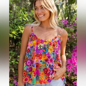 NWOT NATURAL LIFE Colorful Floral Tank Top